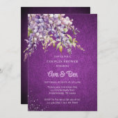 Invitation Lavande Violette Wisteria Parties scintillant Coup (Devant / Derrière)