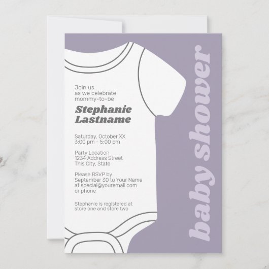 Invitation Lavande Whimsical Genre Baby shower neutre (Devant)
