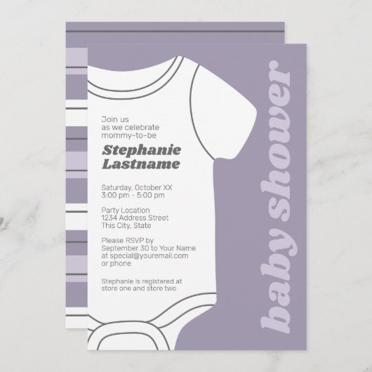 Invitation Lavande Whimsical Genre Baby shower neutre (Devant / Derrière)