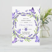 Invitation Lavande Wisteria Et Papillons Couples Douche (Debout devant)