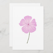 Invitation Lavatère rose unique (Devant / Derrière)