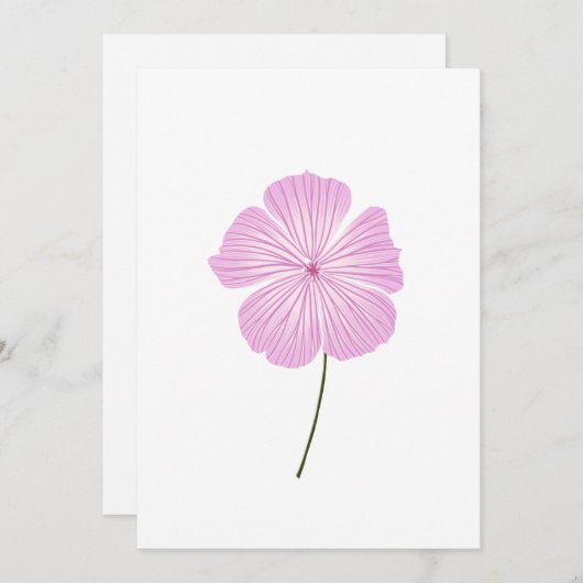 Invitation Lavatère rose unique (Devant / Derrière)