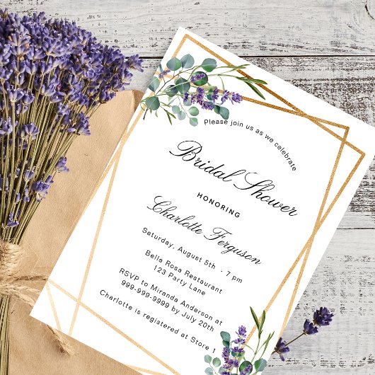Invitation Lave douche nuptiale eucalyptus luxe géométrique