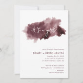 Invitation Lave-encre Bourgogne C'est un Baby shower fille (Devant)