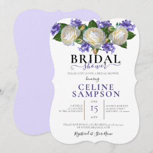 Invitation Lavendar et Fête des mariées florale blanche