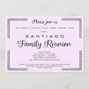 Invitation Lavendar ou toute couleur Famille de réunion Invit
