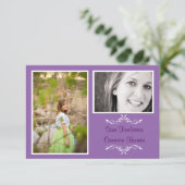 Invitation Lavender 2 Photo Simple Collage -3x5 Grad Annonce (Debout devant)