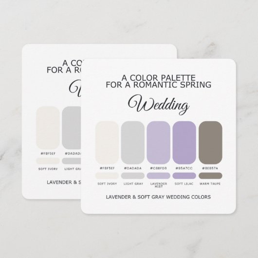 Invitation Lavender and Soft Gray Wedding Color Palette Card (Devant / Derrière)