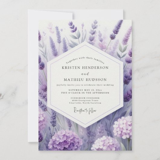 Invitation Lavender Artistic Meadow Wedding (Devant)