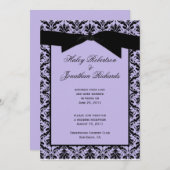 Invitation Lavender Black Damask Post Mariage Célébration (Devant / Derrière)