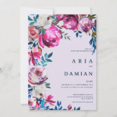Invitation Lavender bleu rose violet blanc Mariage (Devant)