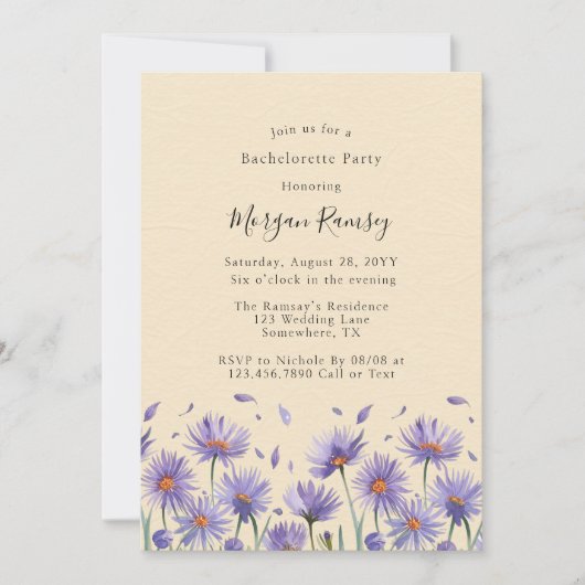 Invitation Lavender Bloom Fleur sauvage Bachelorte Party (Devant)