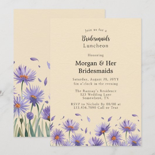 Invitation Lavender Bloom Fleur sauvage Bridesmaigre Déjeuner (Devant / Derrière)