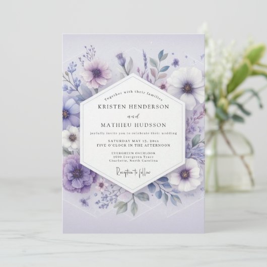Invitation Lavender Bloom Meadow Wedding (Debout devant)