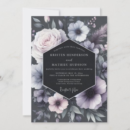 Invitation Lavender Bloom Moody Romance Wedding (Devant)
