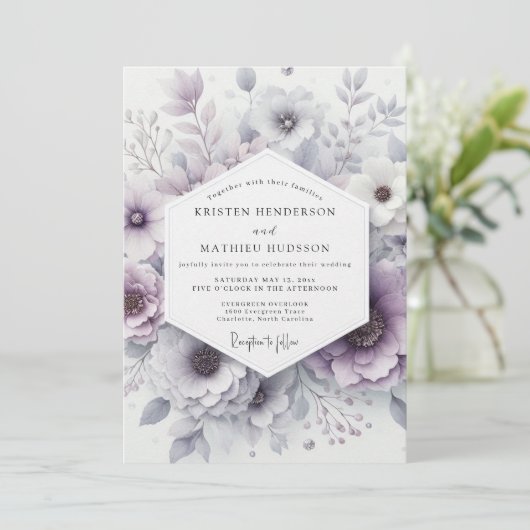 Invitation Lavender Blossom Romance Wedding (Debout devant)