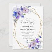 Invitation Lavender Blue Gold Purple All In 1 QR Code Mariage (Devant)