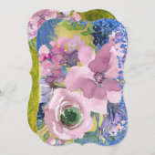 Invitation Lavender Blues aquarelle Floral Enregistrer la dat (Devant / Derrière)