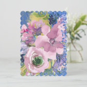 Invitation Lavender Blues aquarelle Floral Enregistrer la dat (Debout devant)