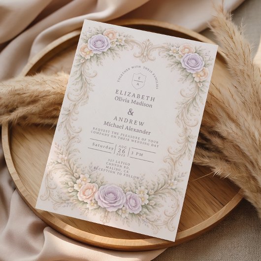 Invitation Lavender Blush Baroque Garden Wedding