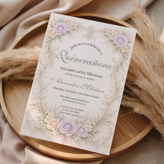 Invitation Lavender Blush Baroque Quinceañera