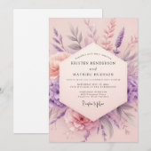 Invitation Lavender Blush Botanical Romance Wedding (Devant / Derrière)