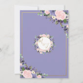 Invitation Lavender Blush Floral Mariage Cadre géométrique Or (Dos)