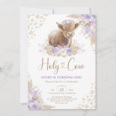Invitation Lavender Boho Pampas Highland Cow Girl Anniversair (Devant)