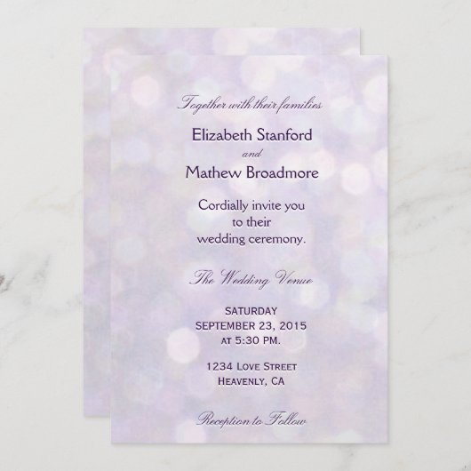 Invitation Lavender Bokeh | Collection Mariage (Devant / Derrière)