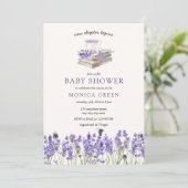 Invitation Lavender Book Nouveau chapitre commence Baby showe (Debout devant)
