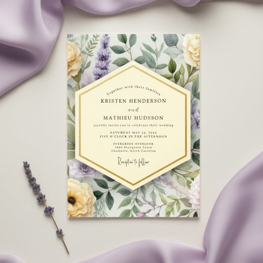 Invitation Lavender Botanical Bloom Wedding