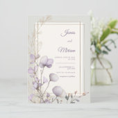 Invitation Lavender Botanical Double Gold Frame Wedding (Debout devant)