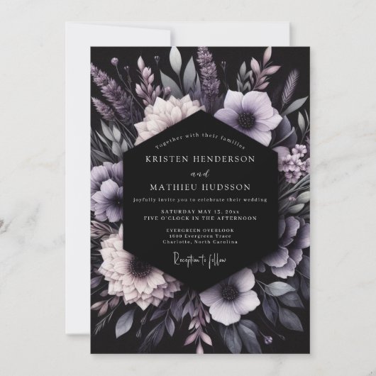 Invitation Lavender Botanical Romance Wedding (Devant)