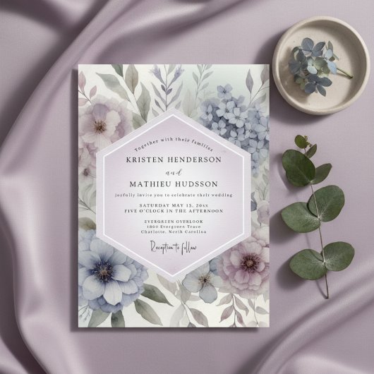 Invitation Lavender Botanical Romance Wedding
