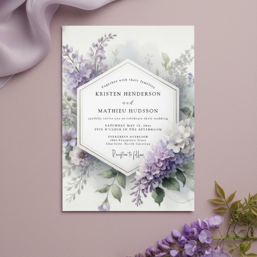 Invitation Lavender Botanical Whimsy Wedding