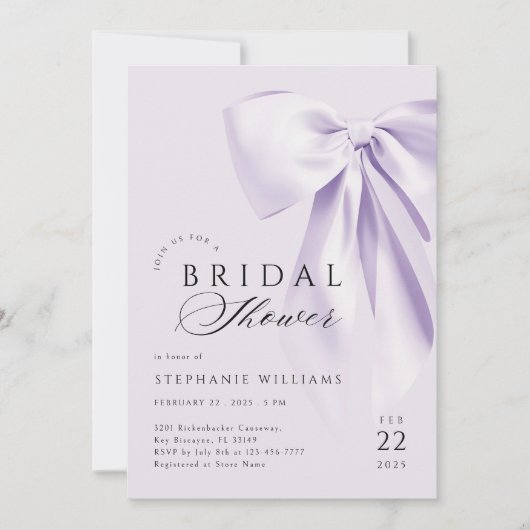 Invitation Lavender Bow Bridal Showeuse (Devant)