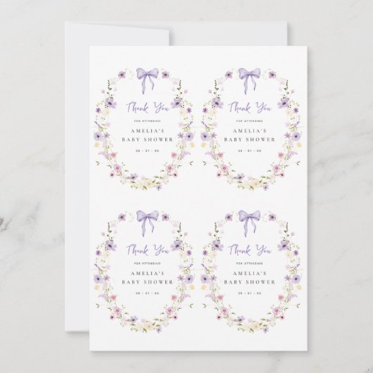 Invitation Lavender Bow Gift Tag Printable (Devant)