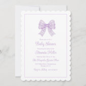 Invitation Lavender Bow Grandmillennial Preppy Baby shower (Devant)