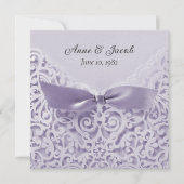 Invitation Lavender Bow sur dentelle Mariage Vow renouveau (Devant)