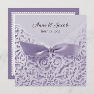 Invitation Lavender Bow sur dentelle Mariage Vow renouveau