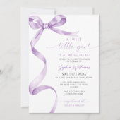 Invitation Lavender Bow Sweet Little Girl Baby shower (Devant)