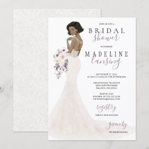 Invitation Lavender Bride dans la Fête des mariées Lace Gown