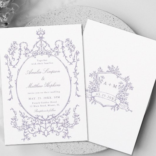 Invitation Lavender Classic Floral Frame Wedding