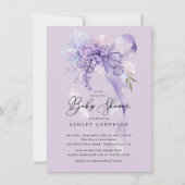 Invitation Lavender Coquette Bow Girl Baby shower (Devant)
