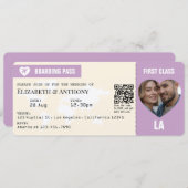 Invitation Lavender & Cream Boarding Pass Wedding (Devant / Derrière)