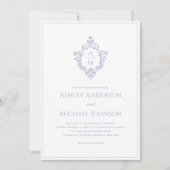 Invitation Lavender Crest Monogramme Vintage Mariage élégant (Devant)