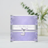 Invitation Lavender Cross Girls Purple Première Communion (Debout devant)