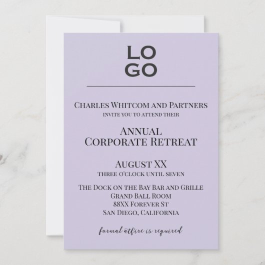Invitation Lavender Custom Logo Business Event (Devant)