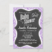 Invitation Lavender Damask ; Vintage Chalkboard look (Devant)