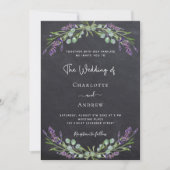 Invitation Lavender damier gris vert vert violet mariage (Devant)